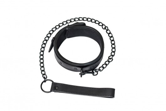 Черный ошейник с поводком Kinky - Lola Games - купить с доставкой в Москве