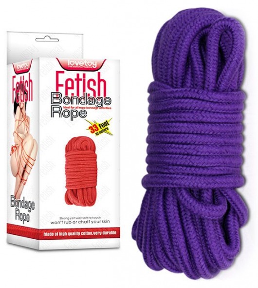 Фиолетовая верёвка для любовных игр - 10 м. - Lovetoy - купить с доставкой в Москве