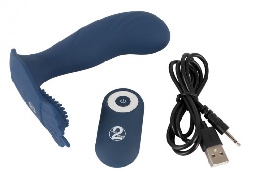 Синий вибростимулятор простаты Vibrating Butt Plug - 11,7 см. - Orion - в Москве купить с доставкой