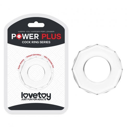 Прозрачное эрекционное кольцо с гранями POWER PLUS Cockring - Lovetoy - в Москве купить с доставкой