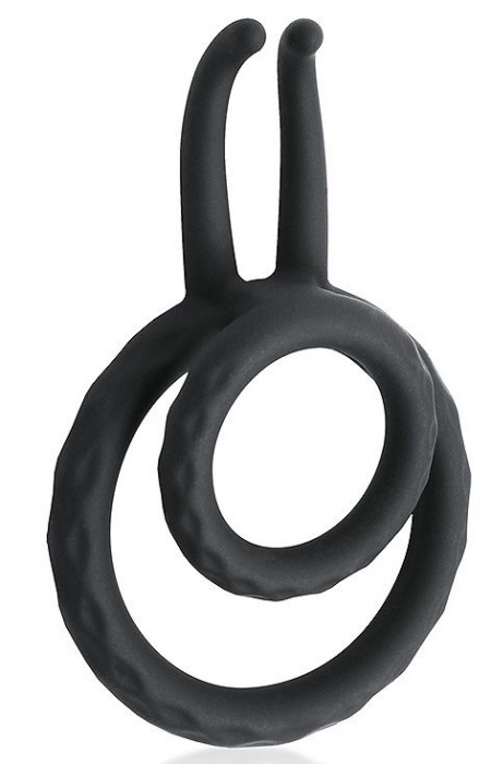 Черное двойное эрекционное кольцо с усиками - Bior toys - в Москве купить с доставкой