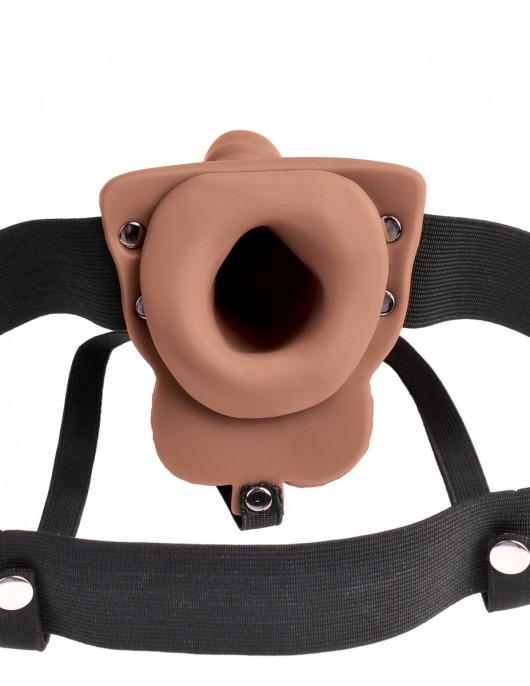 Кофейный перезаряжаемый вибрострапон 6  Hollow Rechargeable Strap-On Remote - 17,5 см. - Pipedream - купить с доставкой в Москве