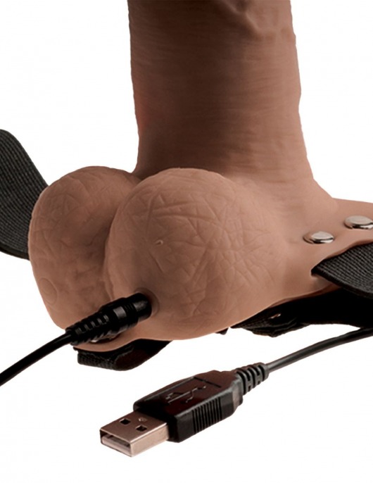 Кофейный перезаряжаемый вибрострапон 6  Hollow Rechargeable Strap-On Remote - 17,5 см. - Pipedream - купить с доставкой в Москве