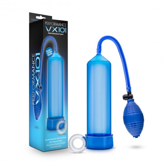 Синяя ручная вакуумная помпа Male Enhancement Pump - Blush Novelties - в Москве купить с доставкой