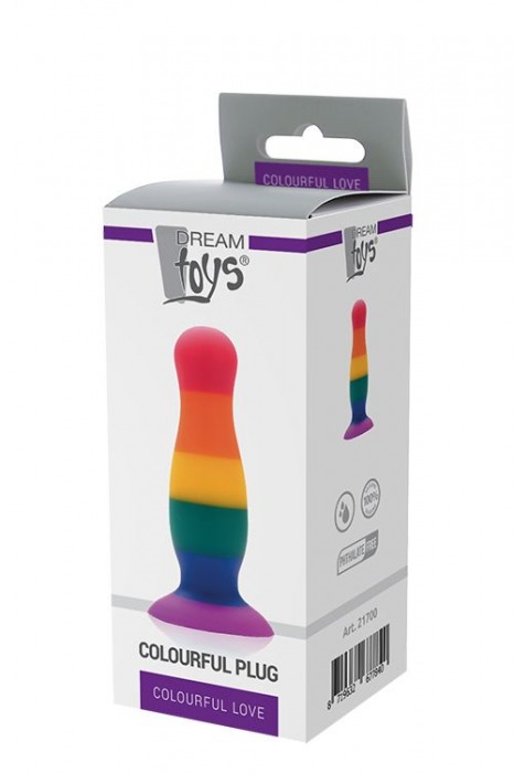 Разноцветная анальная пробка COLOURFUL PLUG - 12,5 см. - Dream Toys