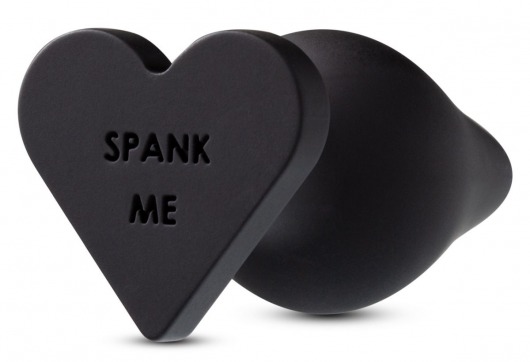 Черная анальная пробка с основанием-сердечком Spank Me Butt Plug - 8,5 см. - Blush Novelties