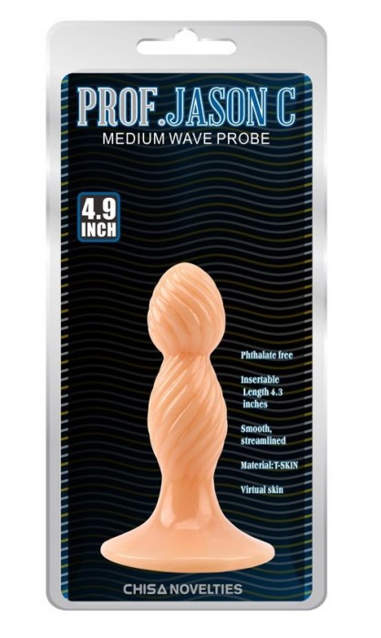 Телесная анальная втулка Medium Wave Probe - 12,5 см. - Chisa
