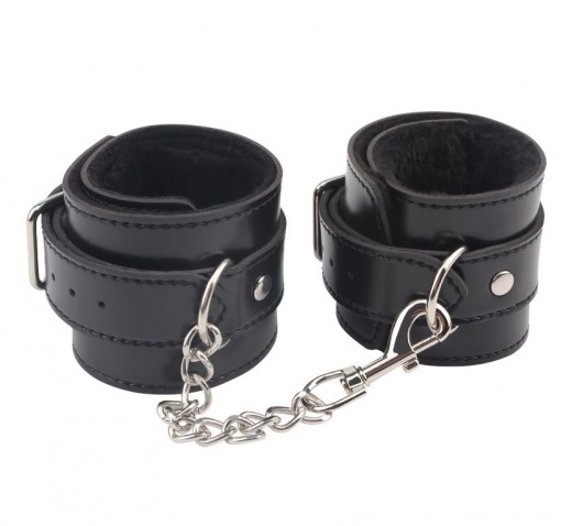 Черные оковы на ноги Obey Me Leather Ankle Cuffs - Chisa - купить с доставкой в Москве