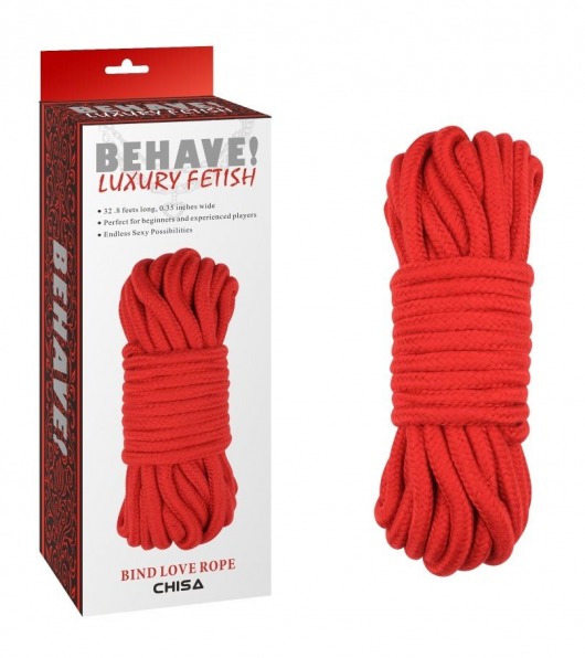 Красная веревка для шибари Bing Love Rope - 10 м. - Chisa - купить с доставкой в Москве