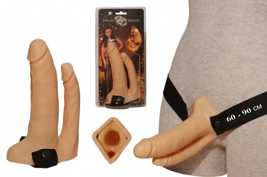 Анально-вагинальный фаллопротез №8 на резинке - 14 см. - Джага-Джага - купить с доставкой в Москве