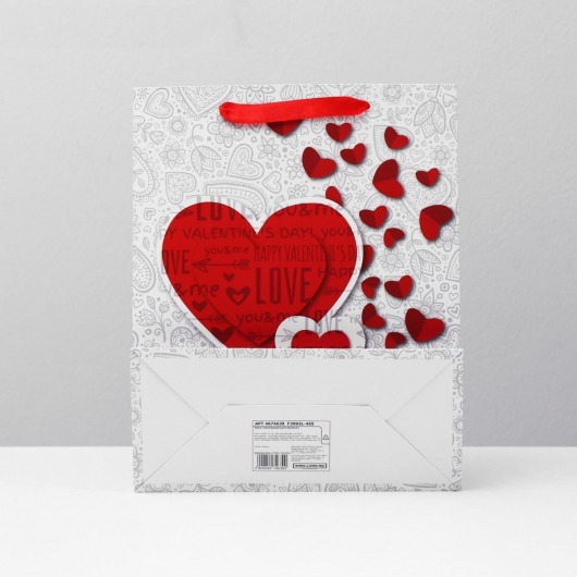 Подарочный пакет с сердечками - 32 х 26 см. - Сима-Ленд - купить с доставкой в Москве