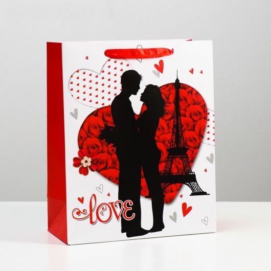Подарочный пакет  Романтичная пара Love  - 32 х 26 см. - Сима-Ленд - купить с доставкой в Москве