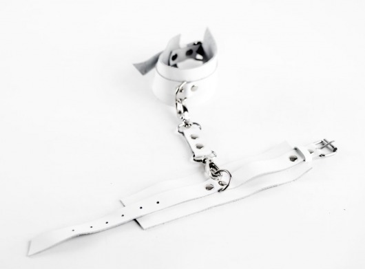 Белые оковы из натуральной кожи - БДСМ Арсенал - купить с доставкой в Москве