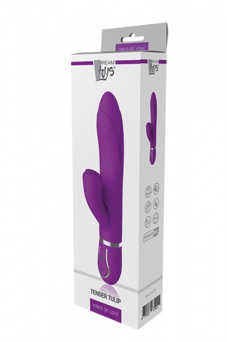 Фиолетовый вибратор-кролик TENDER TULIP с пупырышками - 22 см. - Dream Toys