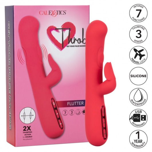 Розовый вибромассажер-кролик Throb Flutter - 21,5 см. - California Exotic Novelties