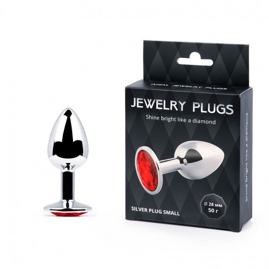Серебристая анальная пробка с красным стразом - 7,2 см. - Anal Jewelry Plug - купить с доставкой в Москве