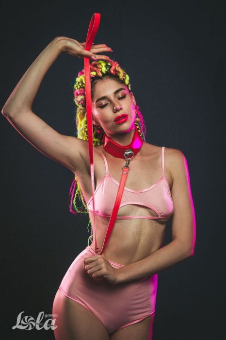 Красный ошейник Circus с поводком - Lola Games - купить с доставкой в Москве