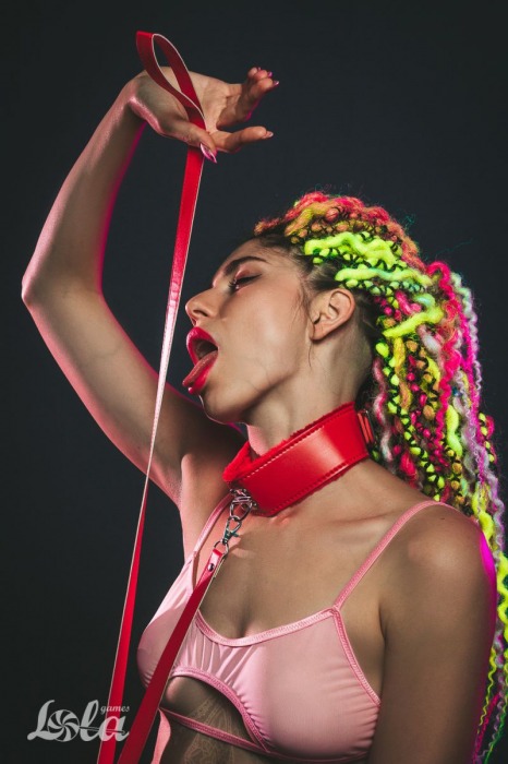 Красный ошейник Circus с поводком - Lola Games - купить с доставкой в Москве