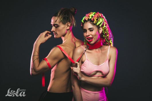 Красный ошейник Circus с поводком - Lola Games - купить с доставкой в Москве