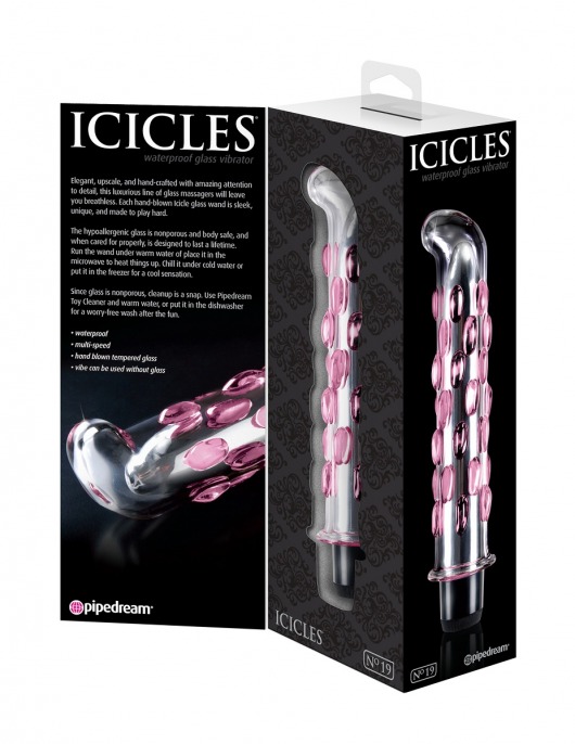 Стеклянный вибростимулятор Icicles №19 - 17,8 см. - Pipedream
