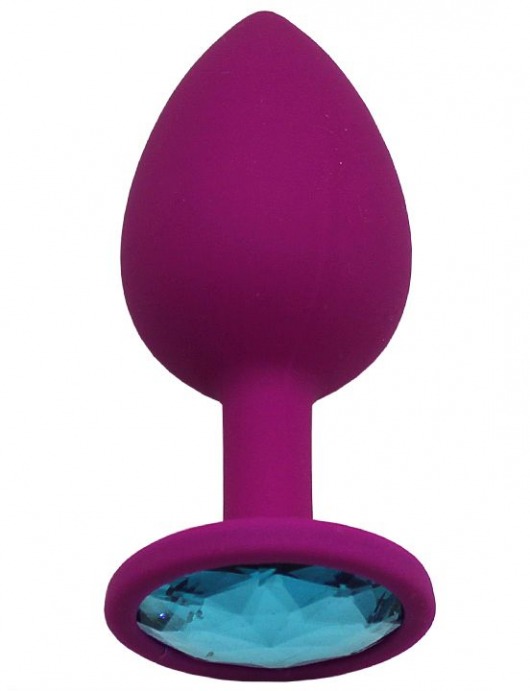 Пурпурная анальная пробка с голубым кристаллом - 8,4 см. - Eroticon
