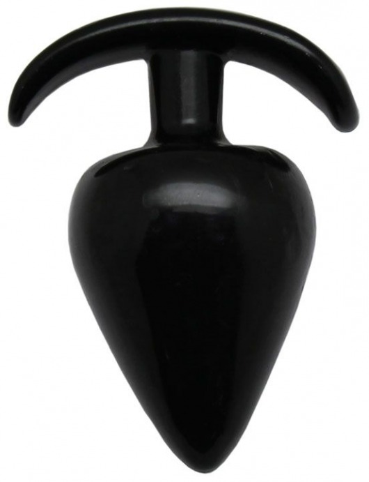 Черная коническая анальная пробка с ограничителем - 9,5 см. - Eroticon