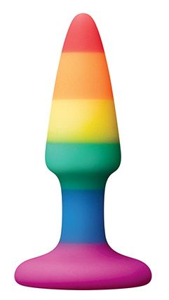Разноцветная анальная втулка RAINBOW ANAL PLUG MINI - 9 см. - Dream Toys