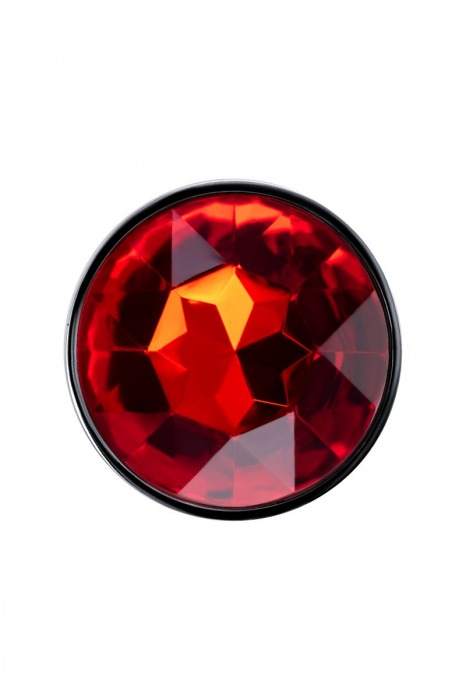 Изящная ребристая анальная втулка с красным кристаллом - 7 см. - Штучки-дрючки - купить с доставкой в Москве