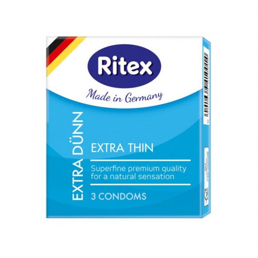 Ультратонкие презервативы RITEX EXTRA DUNN - 3 шт. - RITEX - купить с доставкой в Москве