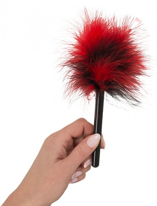 Красно-черная пуховка Mini Feather - 21 см. - Orion - купить с доставкой в Москве