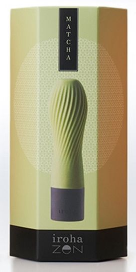 Салатовый рифленый мини-вибратор IROHA ZEN MATCHA - 12,7 см. - Tenga