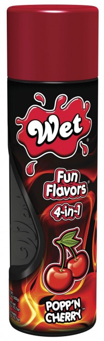 Разогревающий лубрикант Fun Flavors 4-in-1 Popp n Cherry с ароматом вишни - 316 мл. - Wet International Inc. - купить с доставкой в Москве