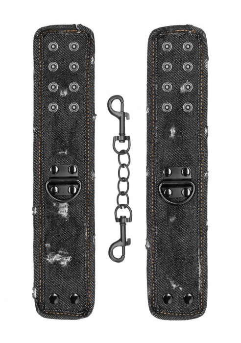 Черные джинсовые наручники Roughend Denim Style - Shots Media BV - купить с доставкой в Москве