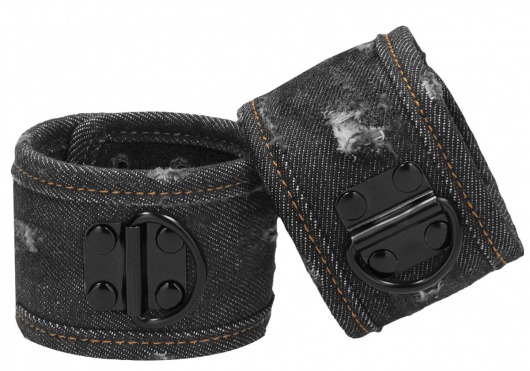 Черные джинсовые наручники Roughend Denim Style - Shots Media BV - купить с доставкой в Москве