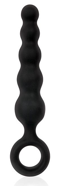 Черный анальный стимулятор-елочка с ограничительным колечком - 8,5 см. - Sex Expert