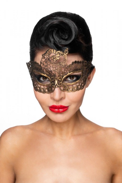 Золотистая карнавальная маска  Этамин - Джага-Джага купить с доставкой