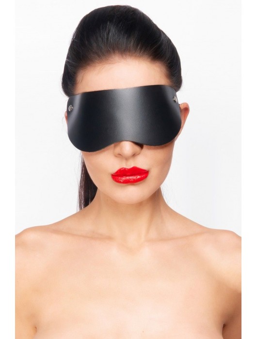 Черная кожаная маска без прорезей для глаз - Джага-Джага - купить с доставкой в Москве