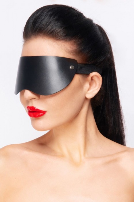 Черная кожаная маска без прорезей для глаз - Джага-Джага - купить с доставкой в Москве