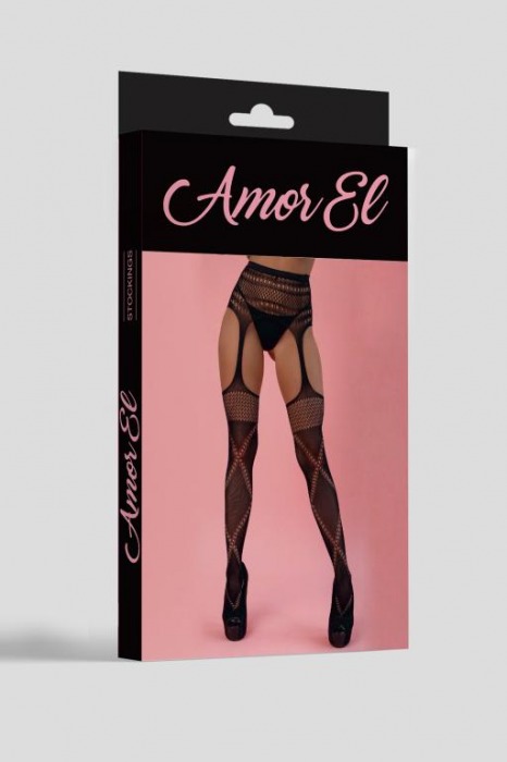 Чулки с поясом из мягкой эластичной сетчатой ткани - Amor El купить с доставкой