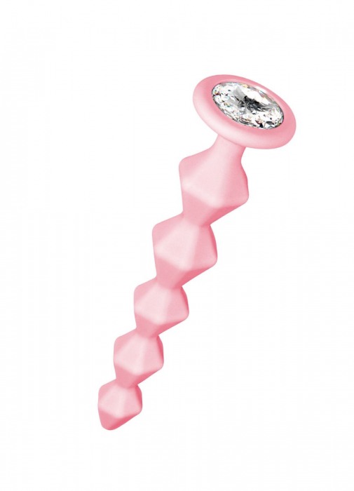 Розовая анальная цепочка с кристаллом Buddy - 17,7 см. - Lola Games