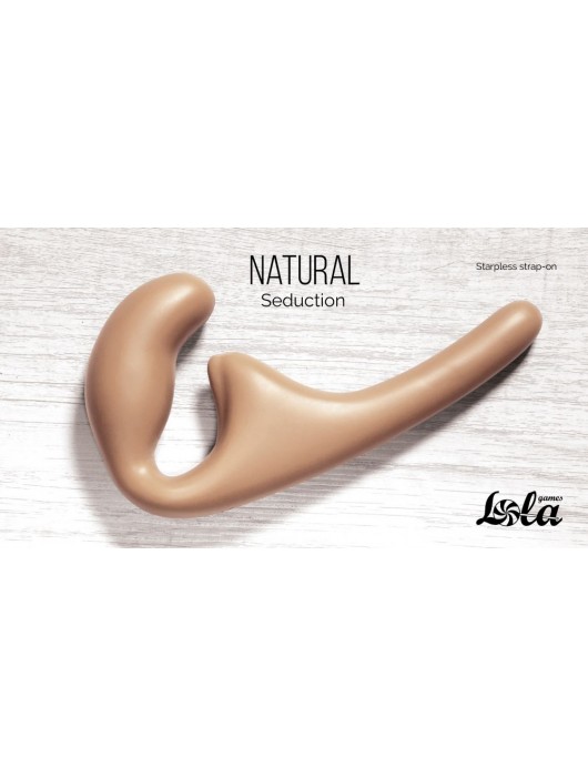 Бежевый безремневой страпон Seduction - 20,5 см. - Lola Games - купить с доставкой в Москве