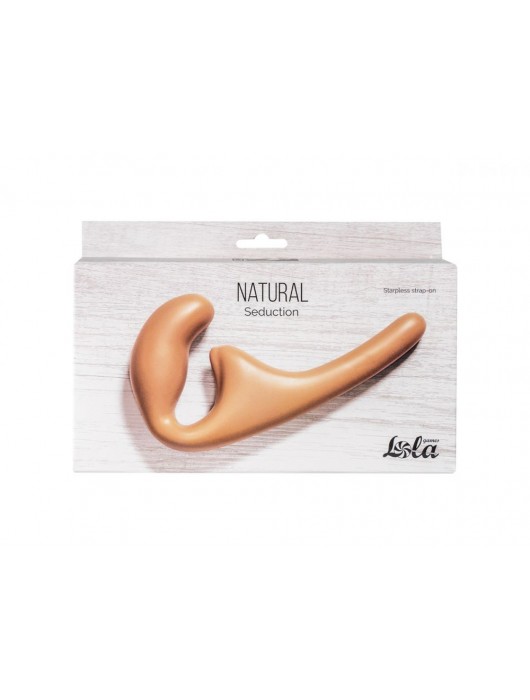 Бежевый безремневой страпон Seduction - 20,5 см. - Lola Games - купить с доставкой в Москве