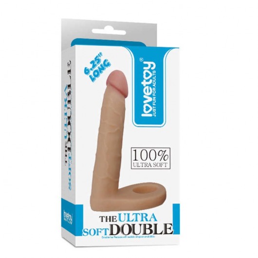 Телесная насадка для двойного проникновения The Ultra Soft Double 6.25 - 15,8 см. - Lovetoy - купить с доставкой в Москве