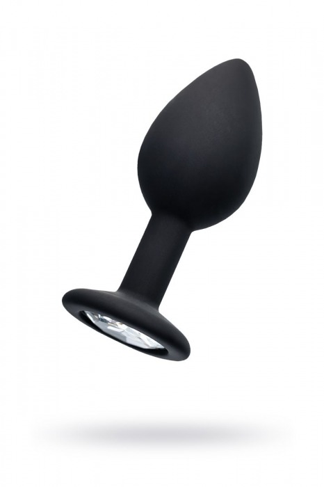 Черная анальная втулка с прозрачным стразом - 7,2 см. - POPO Pleasure - купить с доставкой в Москве