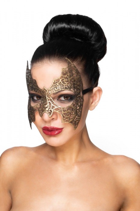 Золотистая карнавальная маска  Алиот - Джага-Джага купить с доставкой