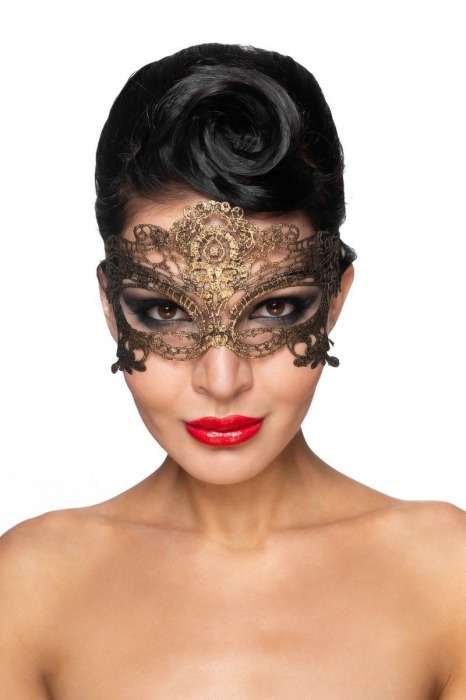 Золотистая карнавальная маска  Канопус - Джага-Джага купить с доставкой