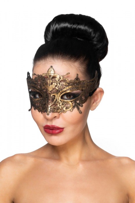 Золотистая карнавальная маска  Каф - Джага-Джага купить с доставкой