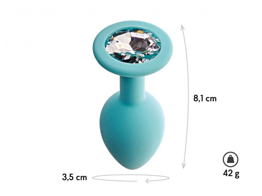 Аквамариновая анальная пробка с прозрачным кристаллом Gamma M - 8,1 см. - Le Frivole - купить с доставкой в Москве