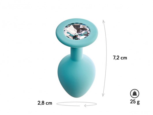 Аквамариновая анальная пробка с прозрачным кристаллом Gamma S - 7,2 см. - Le Frivole - купить с доставкой в Москве