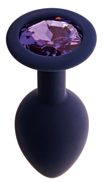 Черничная анальная пробка с фиолетовым кристаллом Gamma M - 8,1 см. - Le Frivole - купить с доставкой в Москве